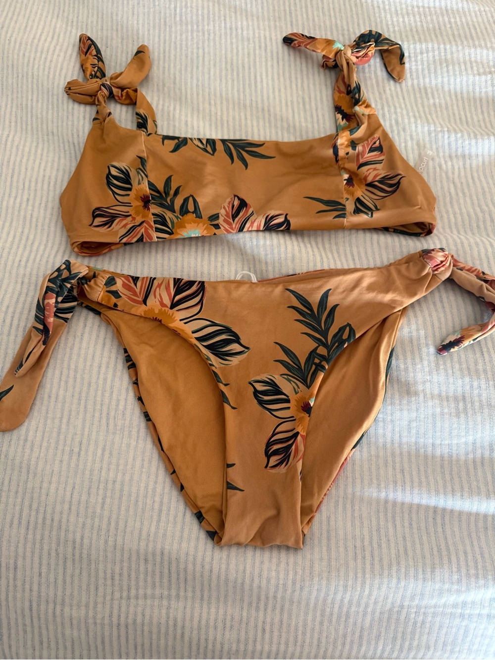 Rip Curl Mustard Floral Tie-Side Bikini Set